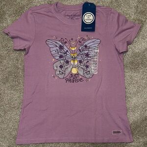NWT Life Is Good Lavender Butterfly Crusher Lite Tee XS